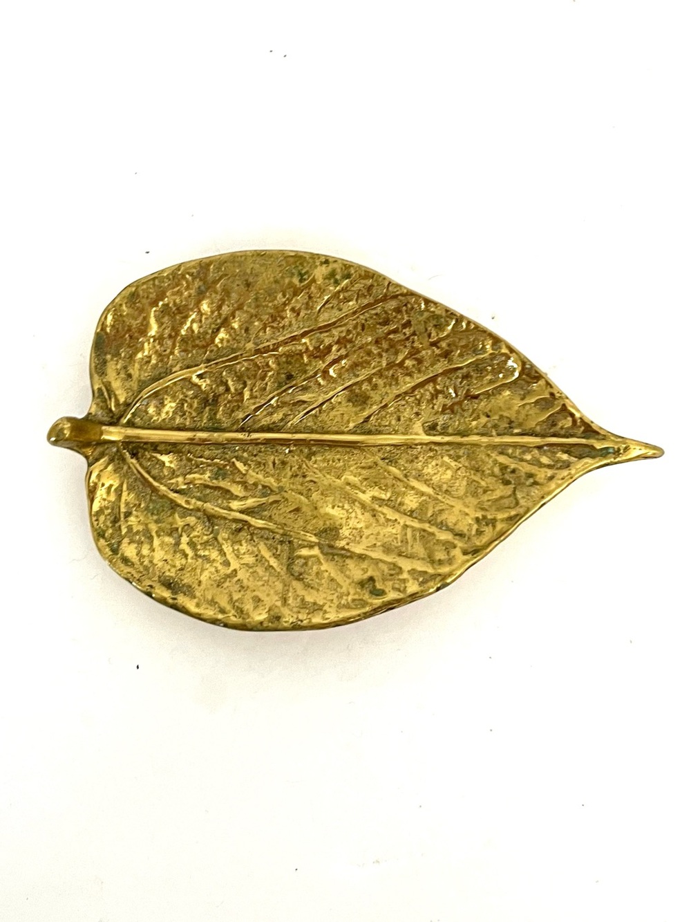 Virginia Metalcrafters Gretchen Mueller Brass Leaf Trinket Dish Catchall  1986